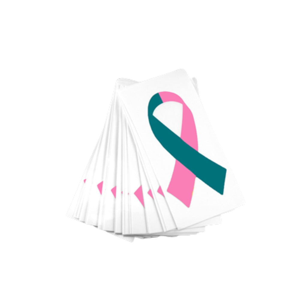 25 Pack Small Pink & Teal Ribbon Decals The Awareness Company