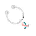 Small Pink & Teal Ribbon Horseshoe Style Keychains The Awareness Company