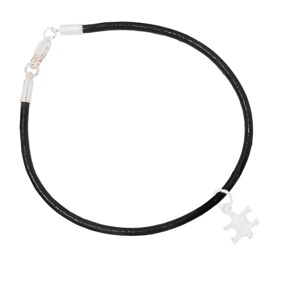 Small Puzzle Piece Autism Leather Cord Bracelets The Awareness Company