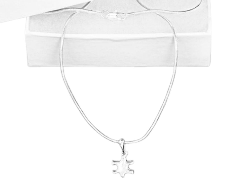 Small Size Autism Awareness Silver Puzzle Piece Necklaces The Awareness Company