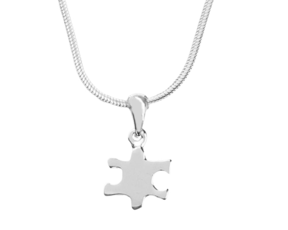 Small Size Autism Awareness Silver Puzzle Piece Necklaces The Awareness Company
