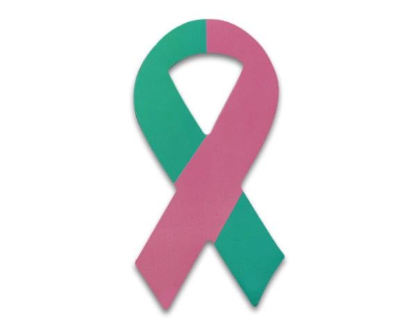 Small Size Pink & Teal Ribbon Magnets The Awareness Company