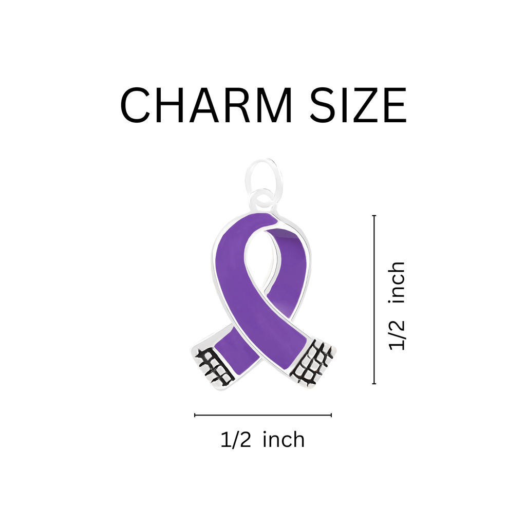 Small Size Purple Ribbon Chunky Charm Bracelets The Awareness Company