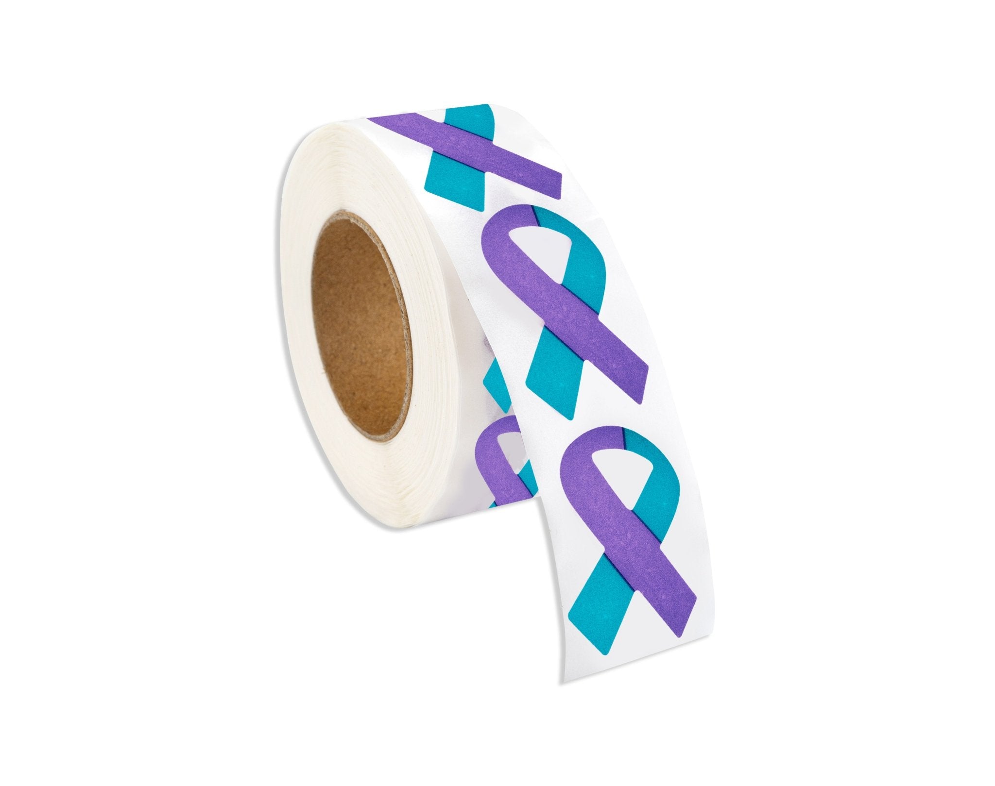 Small Teal & Purple Ribbon Stickers (250 per Roll) The Awareness Company