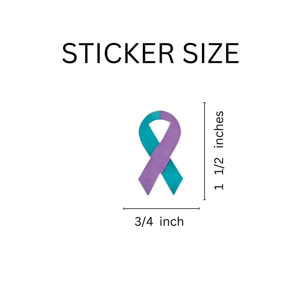 Small Teal & Purple Ribbon Stickers (250 per Roll) The Awareness Company