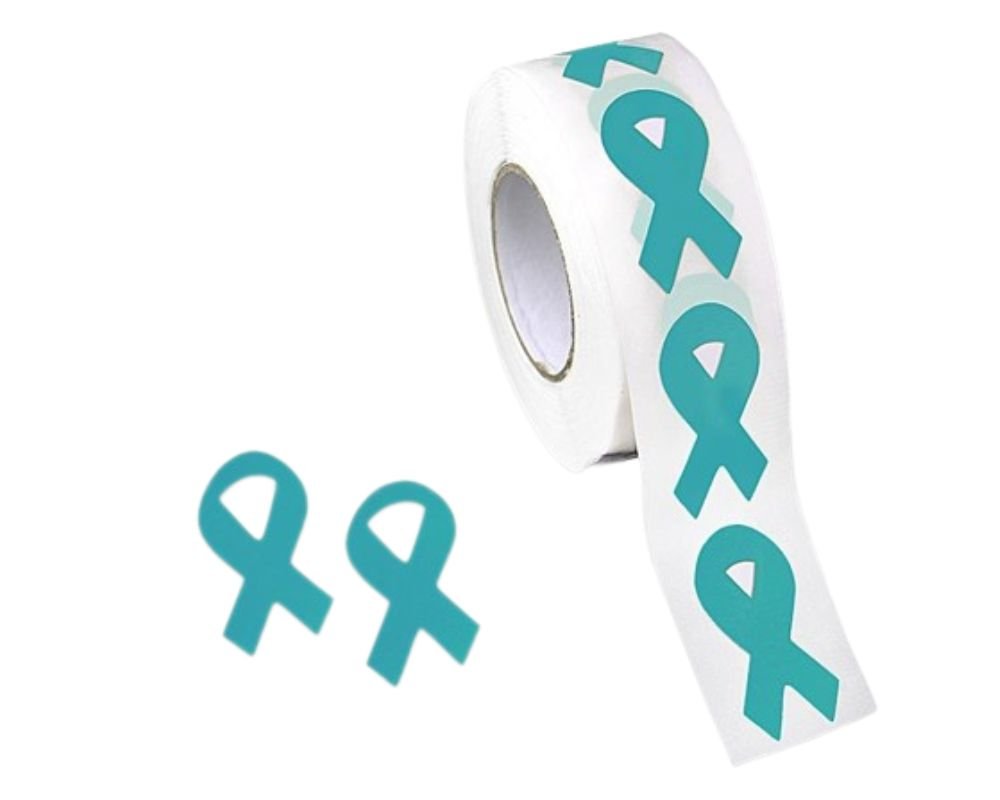 Small Teal Ribbon Stickers (250 per Roll) The Awareness Company