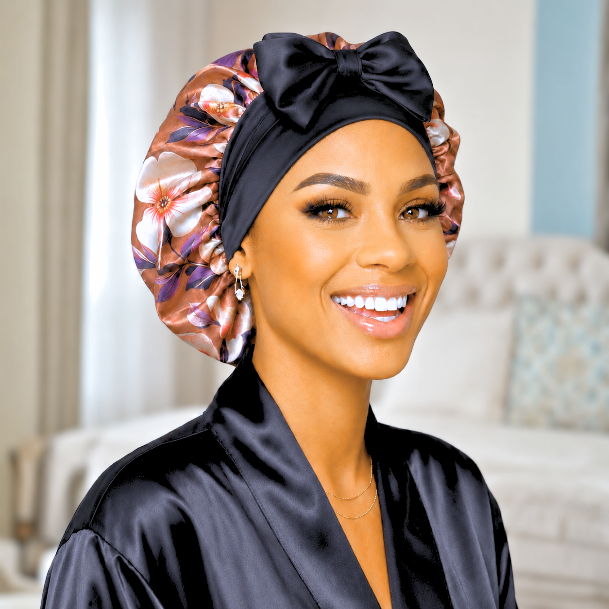 Satin Hair Bonnet for Sleeping – Adjustable Stretch Tie PHC