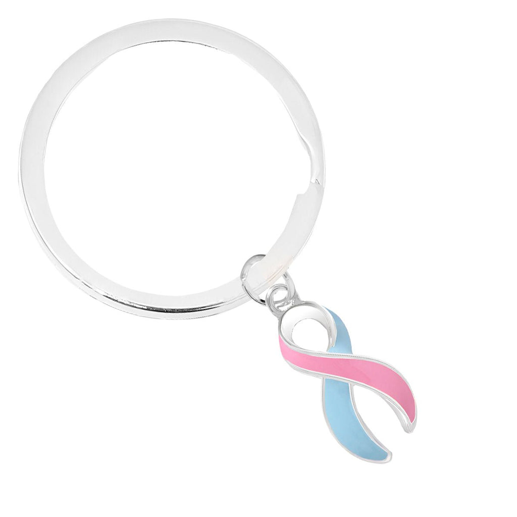 Split Style Pink & Blue Ribbon Key Chains The Awareness Company