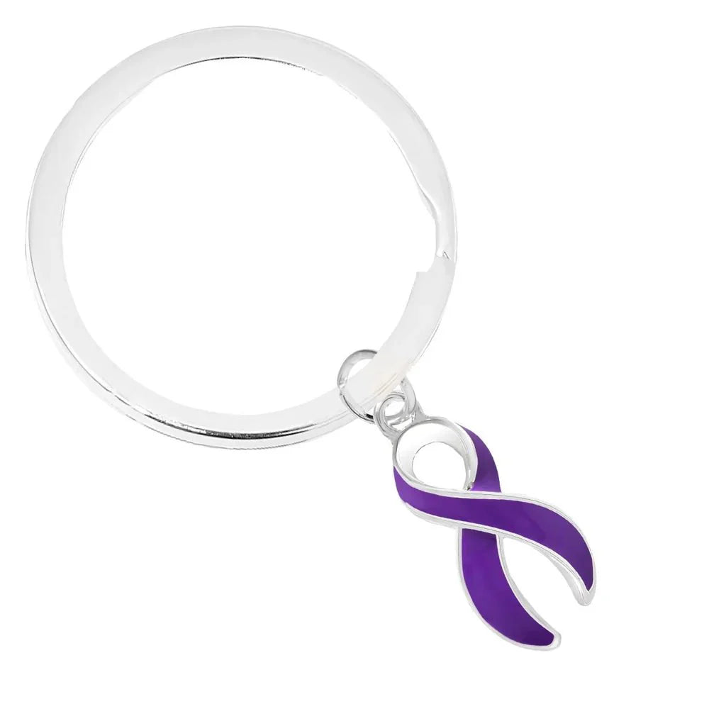 Split Style Purple Ribbon Key Chains The Awareness Company