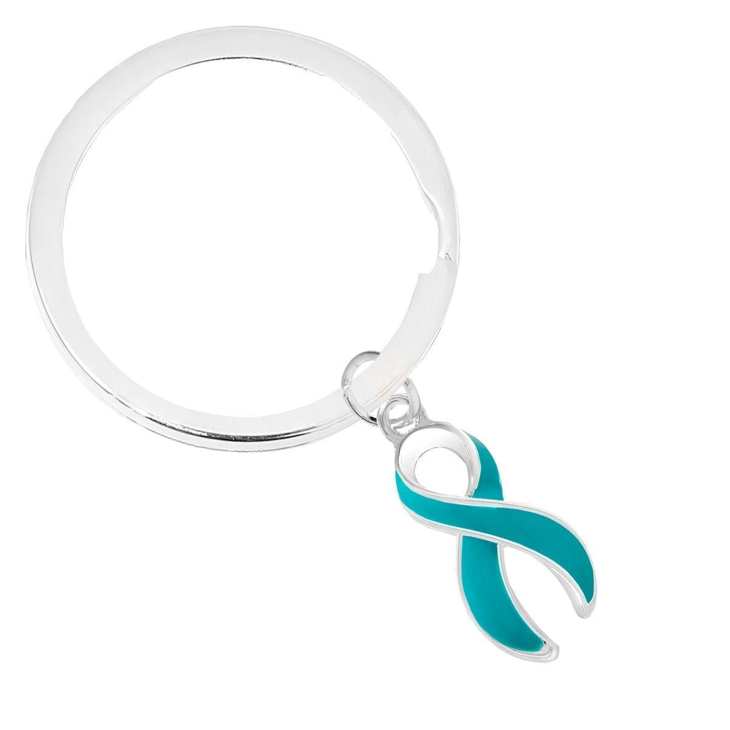 Split Style Teal Ribbon Key Chains The Awareness Company