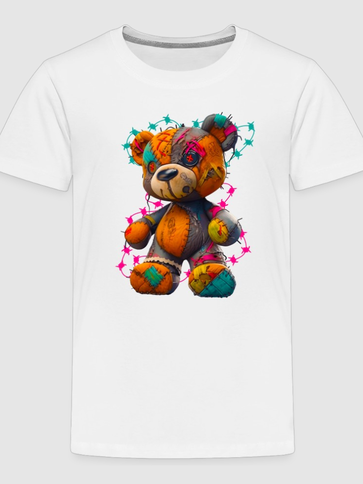 Toddler Boys Orange Multicolored Teddy Bear Crewneck Short Sleeve T-Shirt NicholesGifts