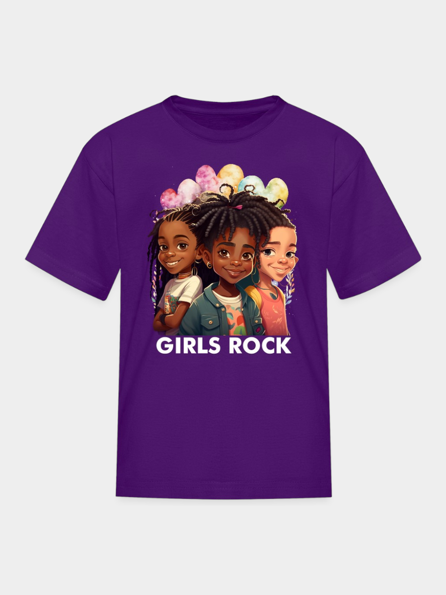 African American Girls Rock Crewneck Short Sleeve T-Shirt NicholesGifts