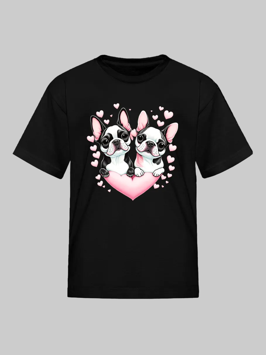 Girls Pugs and Hearts Short Sleeve T-Shirt NicholesGifts
