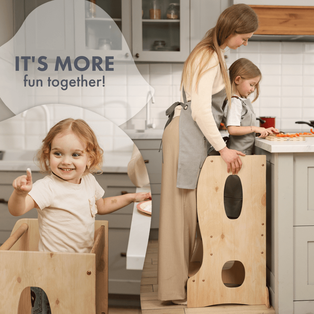 Stable Montessori Learning Tower: Wooden Growing Chair - Beige Goodevas B2B