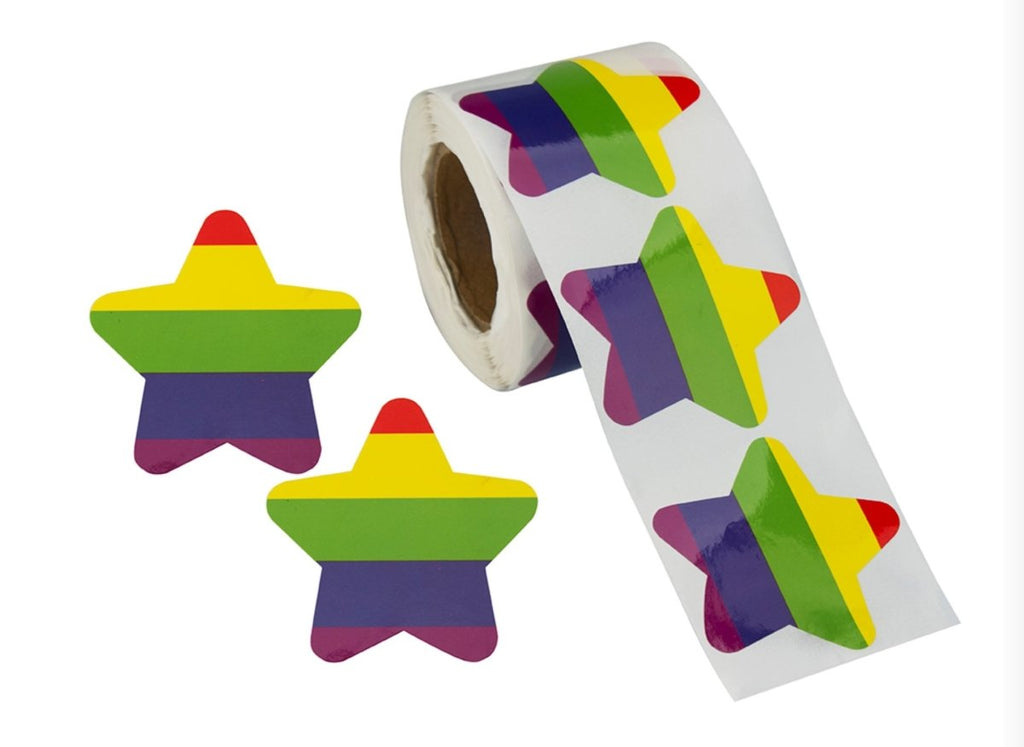 Star Shaped Rainbow Stickers (250 per Roll) The Awareness Company