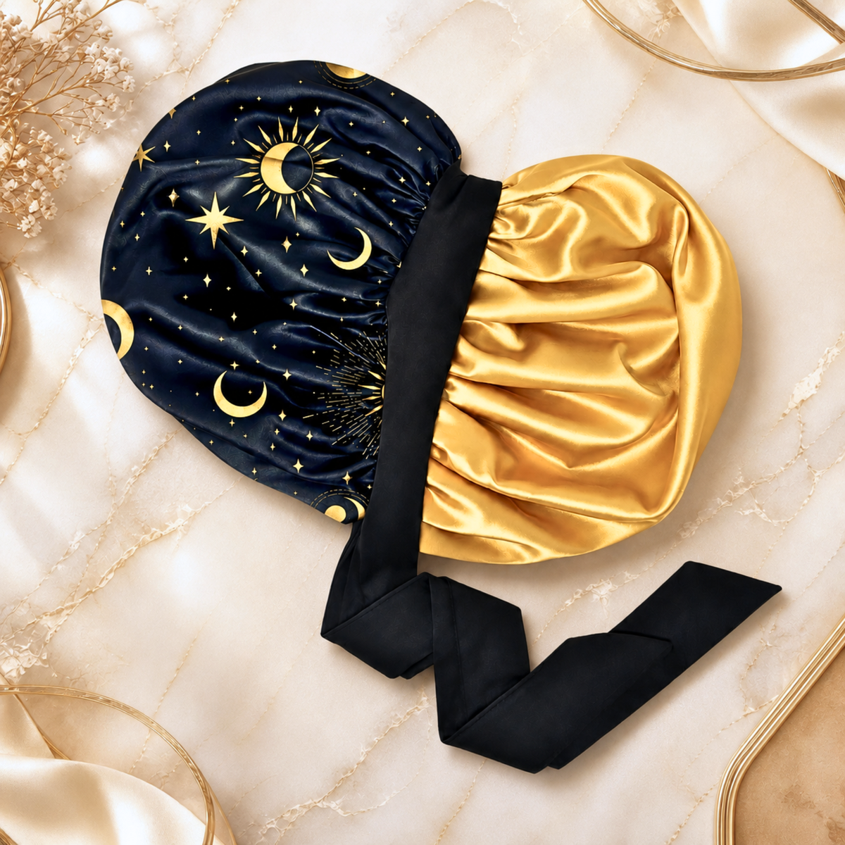 Satin Hair Bonnet for Sleeping – Adjustable Stretch Tie PHC