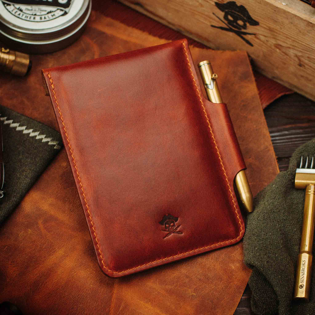 Field Notes Cover - Steersman | Leather Velcro Patch Display | EDC Journal Holder Pirate Goods