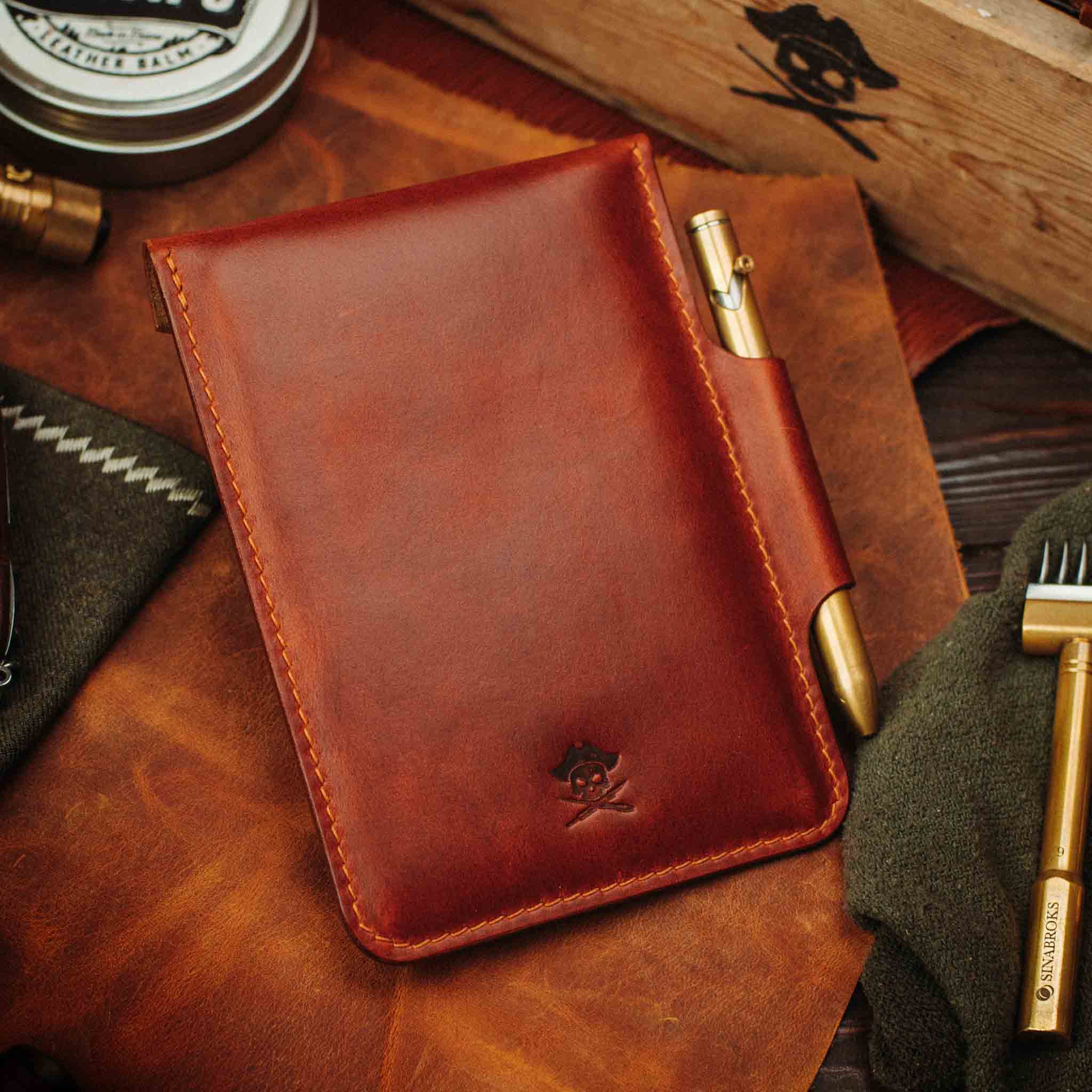 Field Notes Cover - Steersman | Leather Velcro Patch Display | EDC Journal Holder Pirate Goods