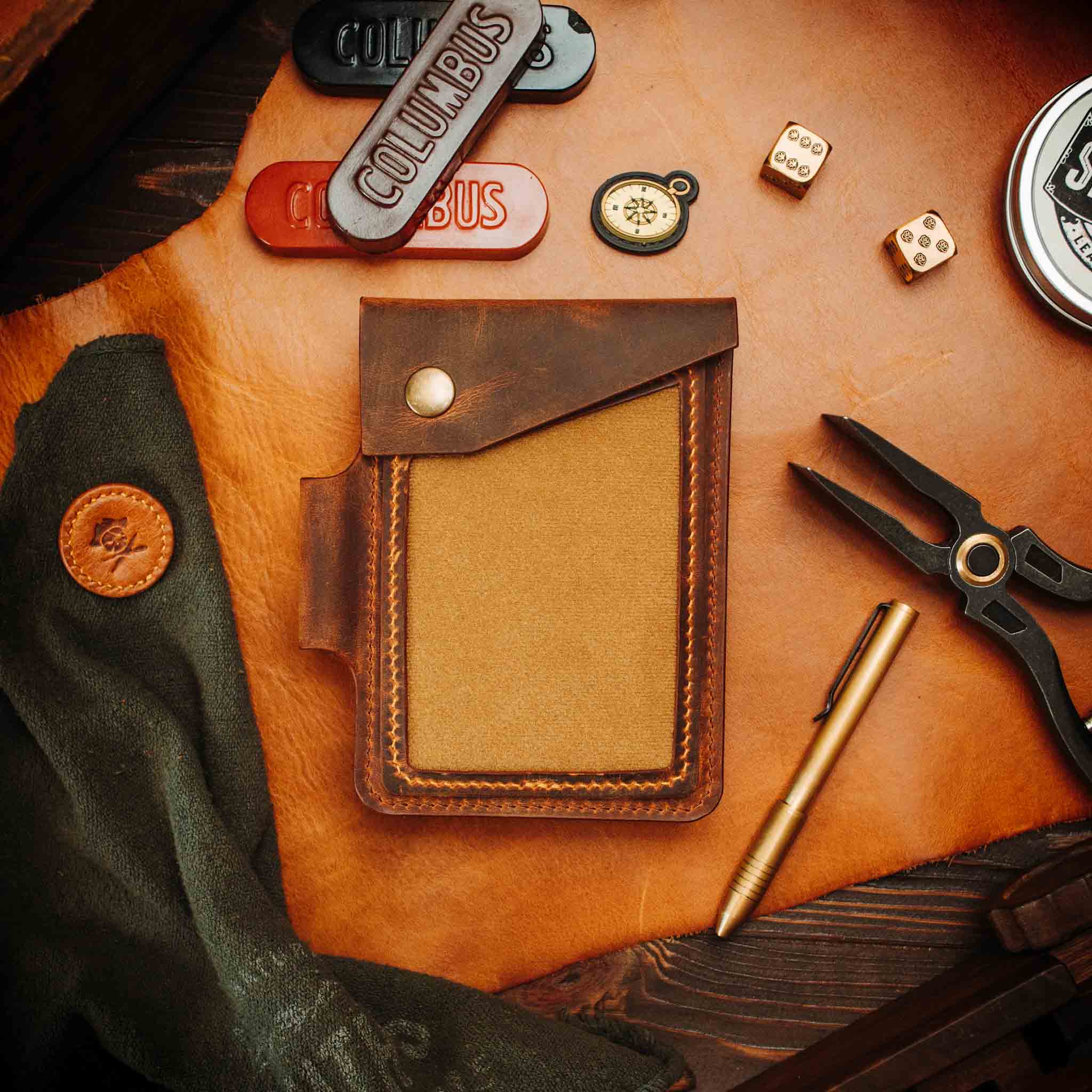 Field Notes Cover - Steersman | Leather Velcro Patch Display | EDC Journal Holder Pirate Goods