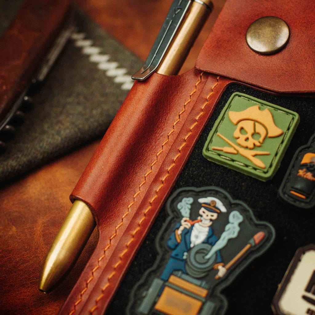 Field Notes Cover - Steersman | Leather Velcro Patch Display | EDC Journal Holder Pirate Goods