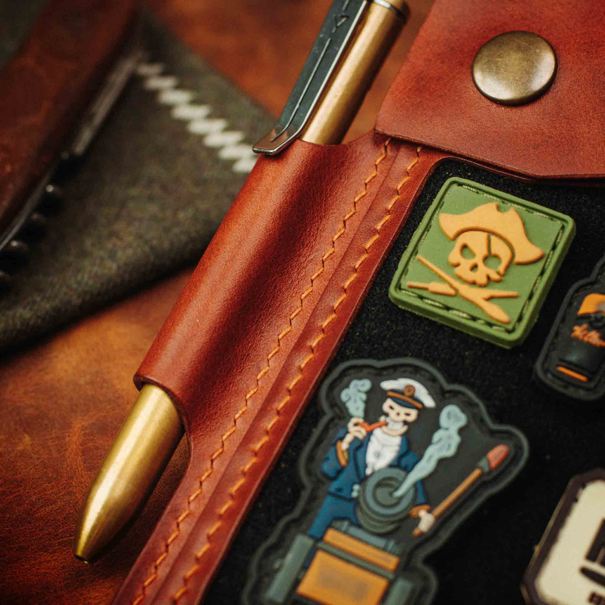 Field Notes Cover - Steersman | Leather Velcro Patch Display | EDC Journal Holder Pirate Goods