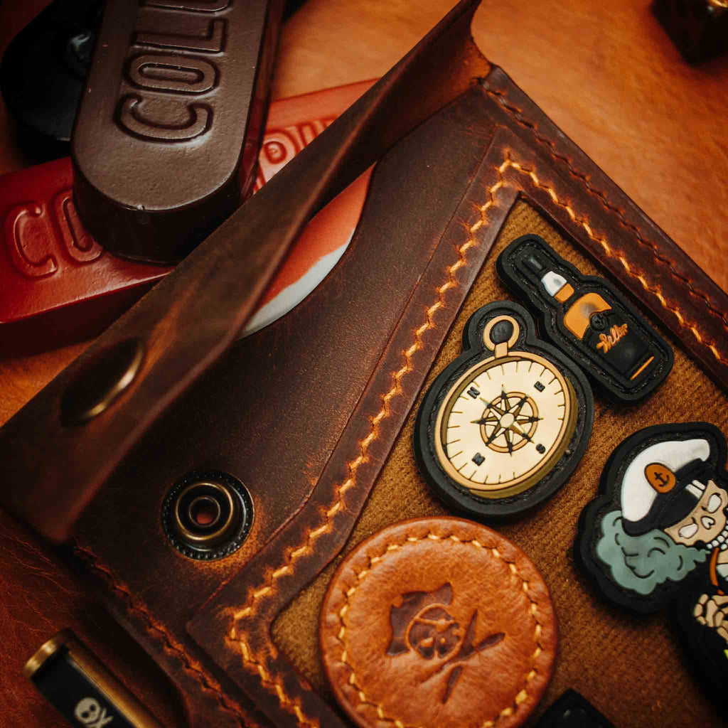 Field Notes Cover - Steersman | Leather Velcro Patch Display | EDC Journal Holder Pirate Goods