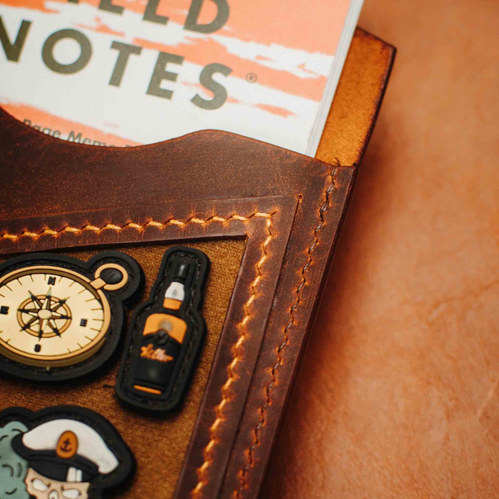 Field Notes Cover - Steersman | Leather Velcro Patch Display | EDC Journal Holder Pirate Goods