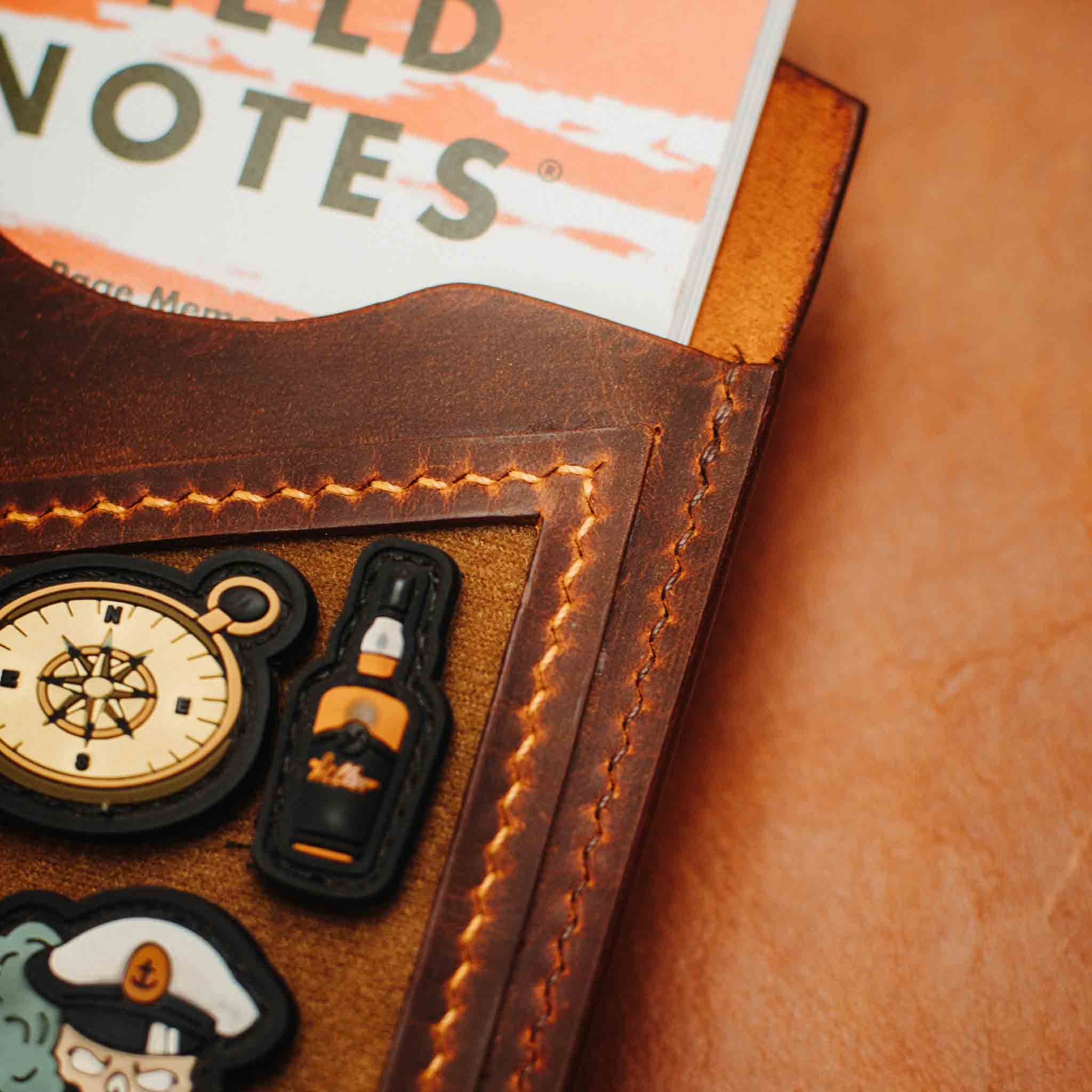 Field Notes Cover - Steersman | Leather Velcro Patch Display | EDC Journal Holder Pirate Goods