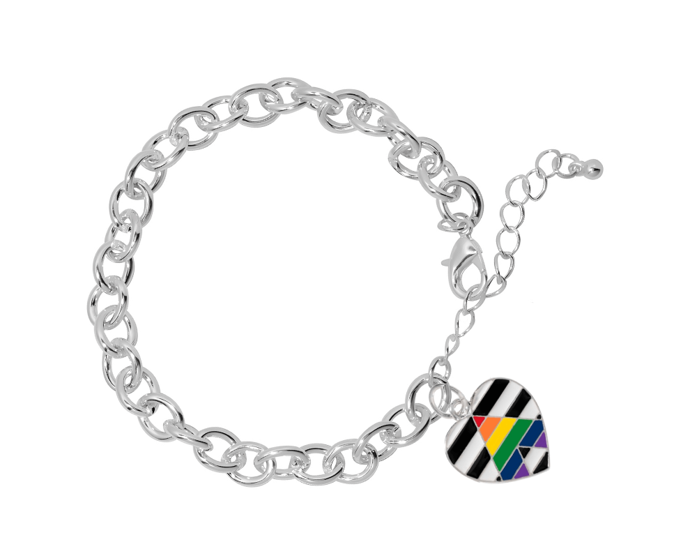 Straight Ally Heart Chunky Link Style Bracelets The Awareness Company