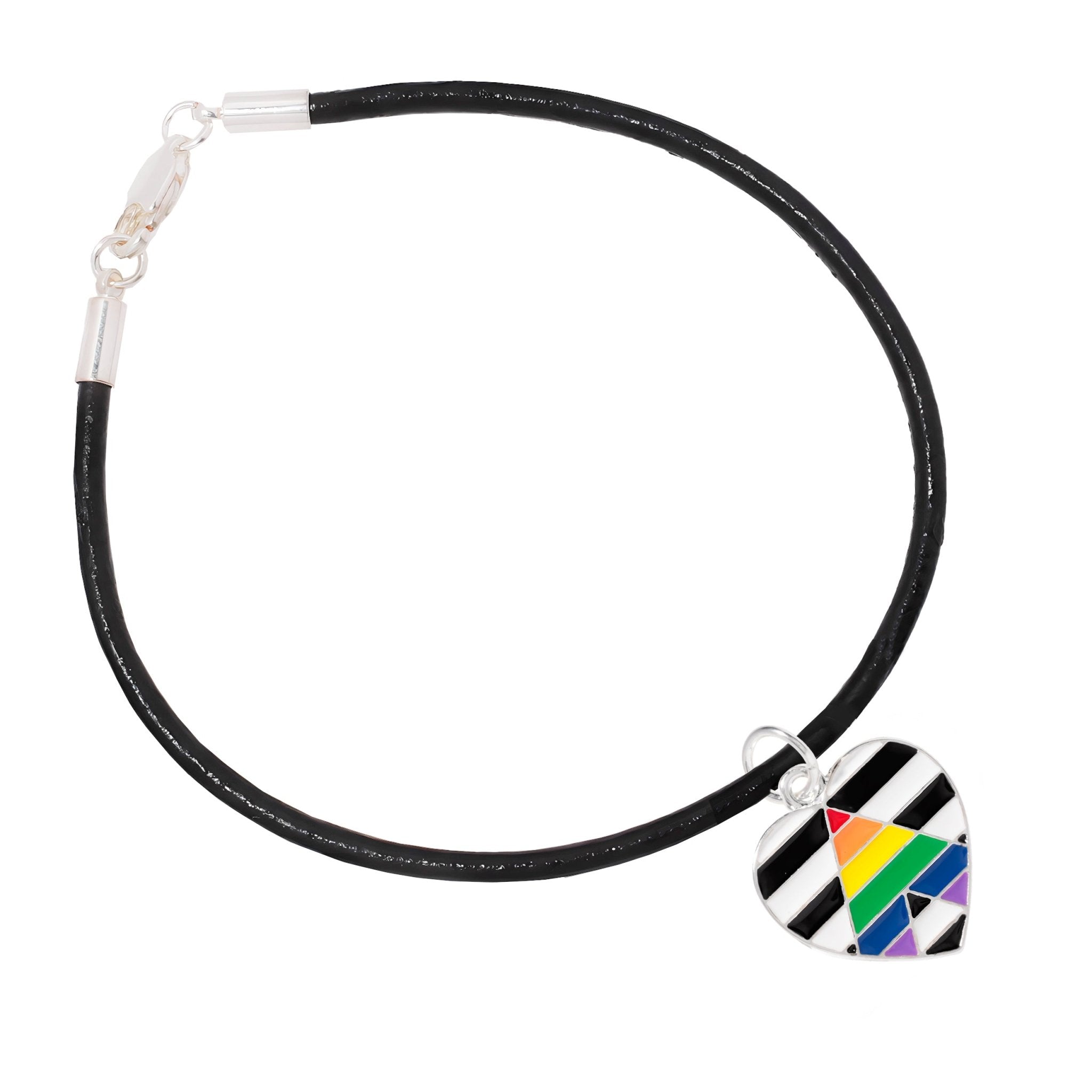 Straight Ally Heart Flag Black Cord Bracelets The Awareness Company