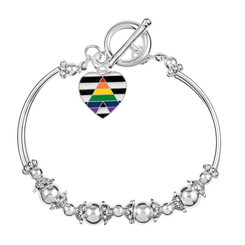 Straight Ally Heart Flag Partial Beaded Bracelets The Awareness Company