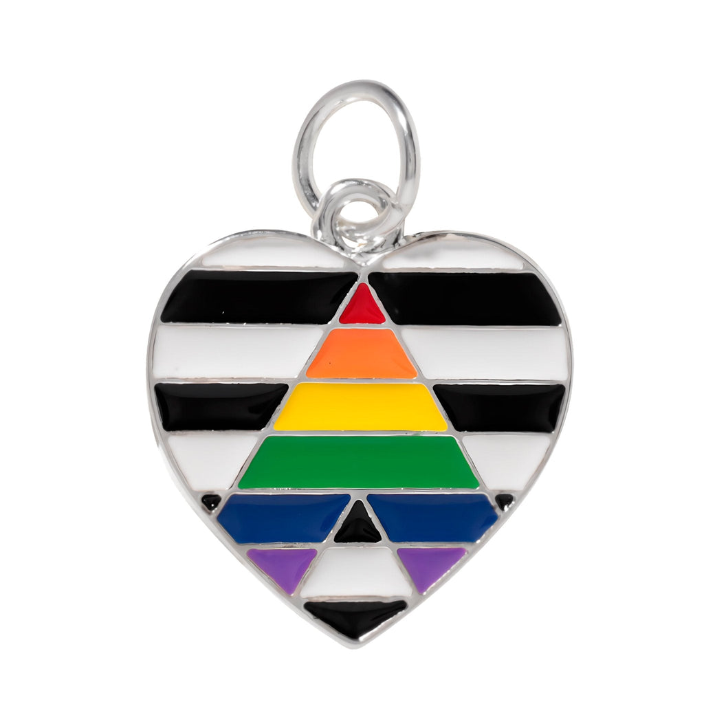 10 Pack Straight Ally LGBTQ Pride Heart Charms The Awareness Company