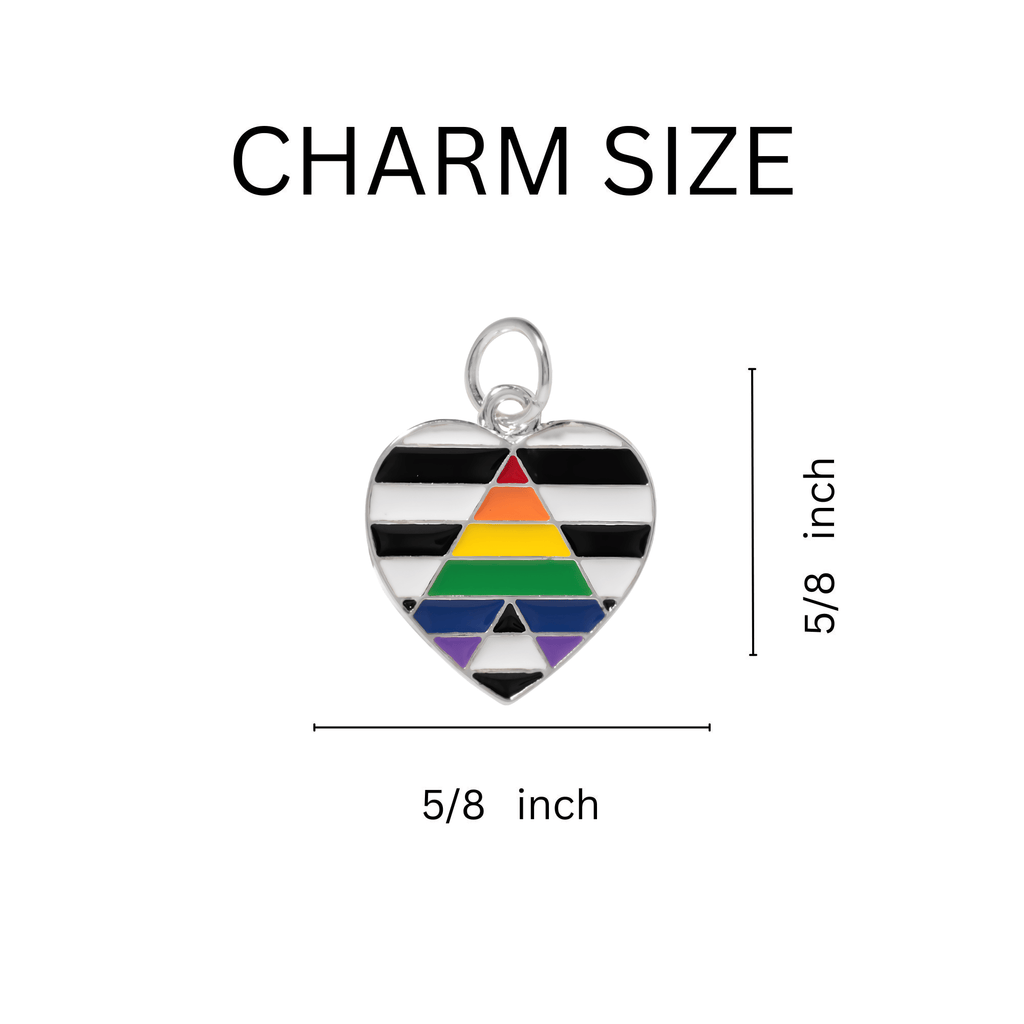 10 Pack Straight Ally LGBTQ Pride Heart Charms The Awareness Company