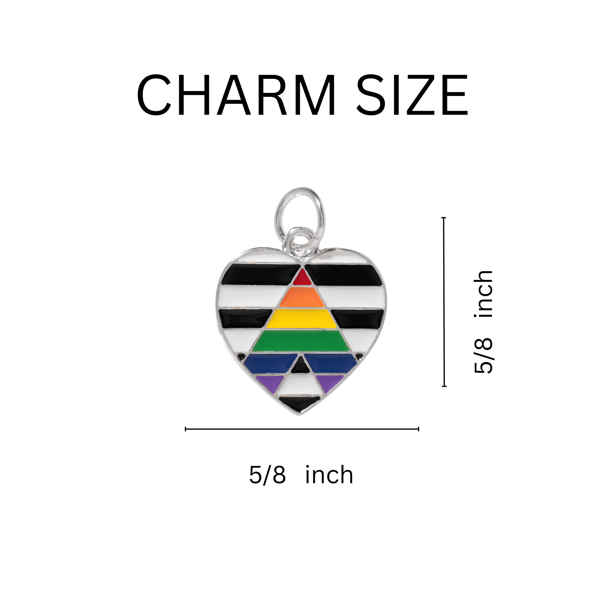 10 Pack Straight Ally LGBTQ Pride Heart Charms The Awareness Company