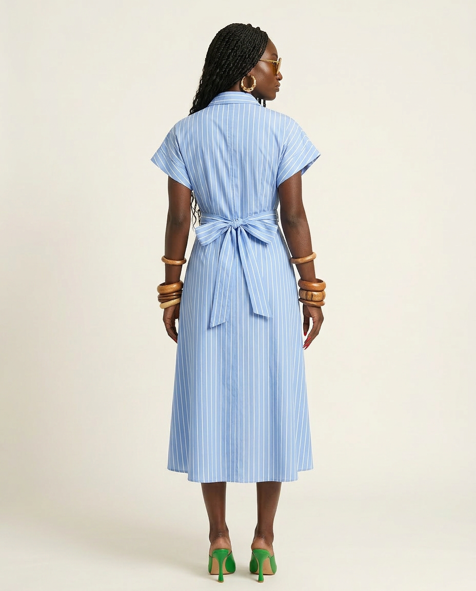 Free Spirit Striped Button Maxi Dress Boho Brown
