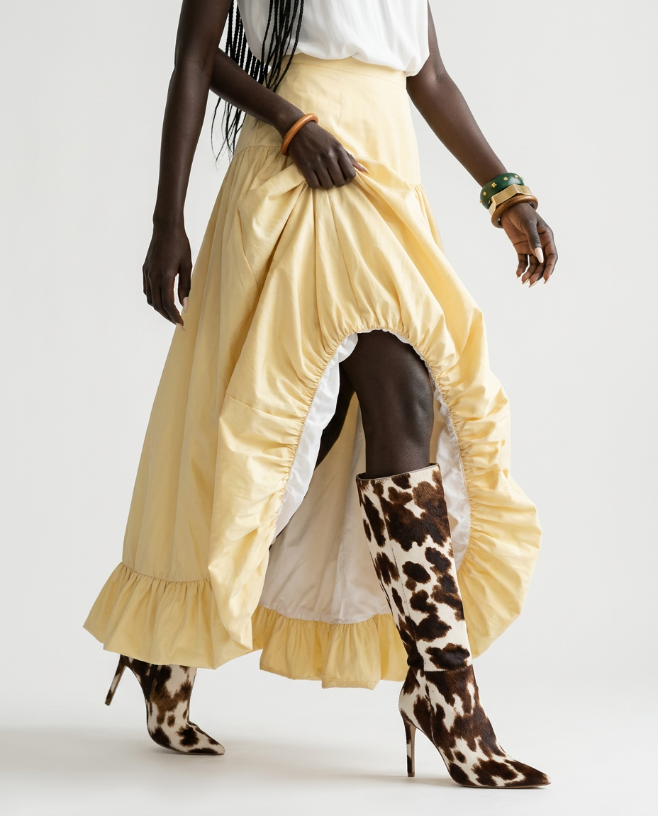 Radiant A-Line Polyester Maxi Skirt Boho Brown