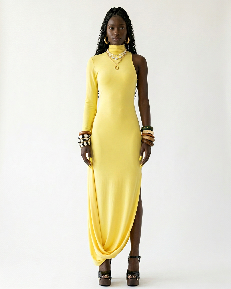 Radiant High Neck Maxi Dress Boho Brown