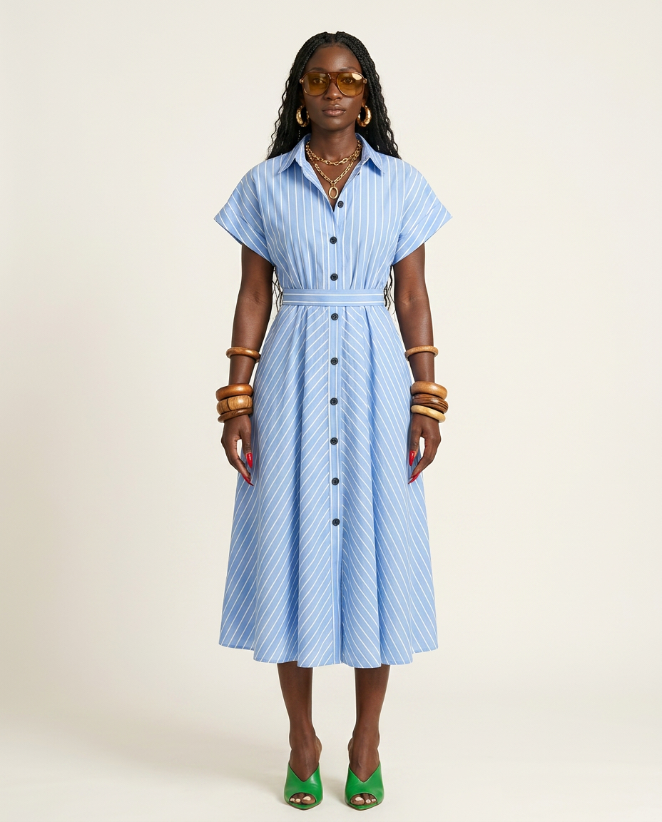 Free Spirit Striped Button Maxi Dress Boho Brown
