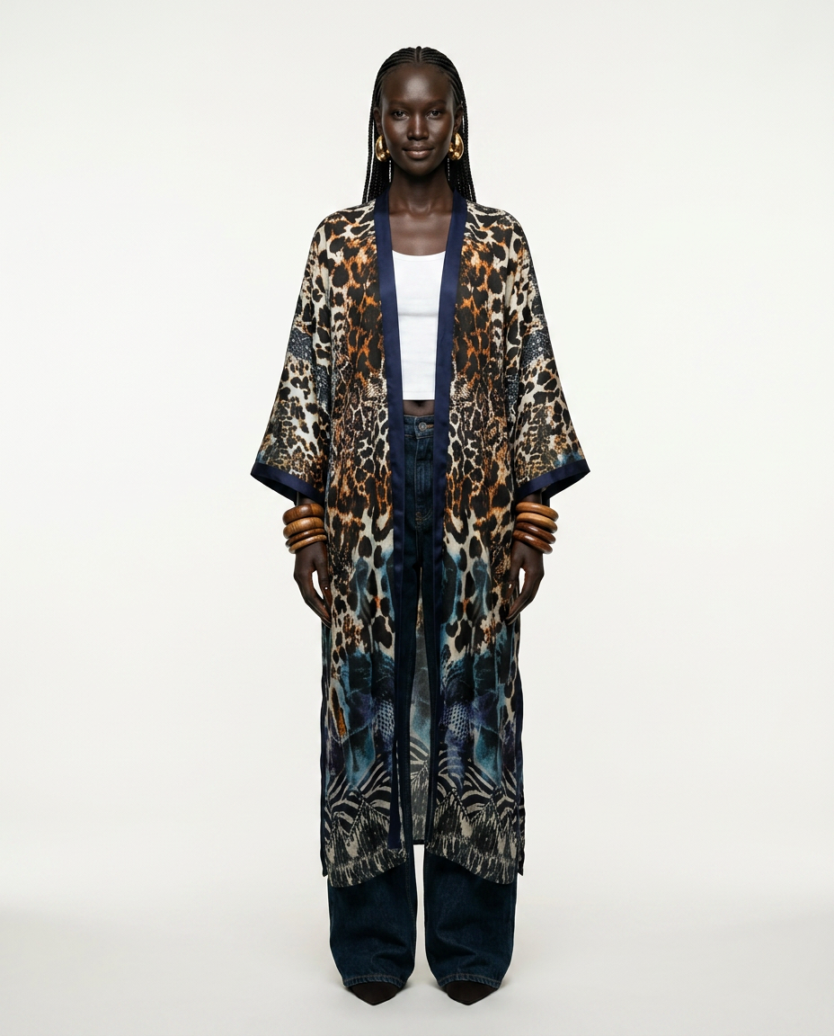 Fierce Leopard Print Boho Kaftan Boho Brown