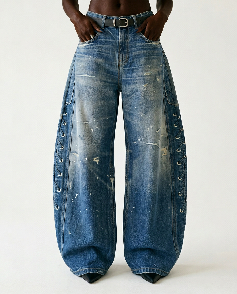 Unstoppable Printed Wide-Leg Jeans Boho Brown