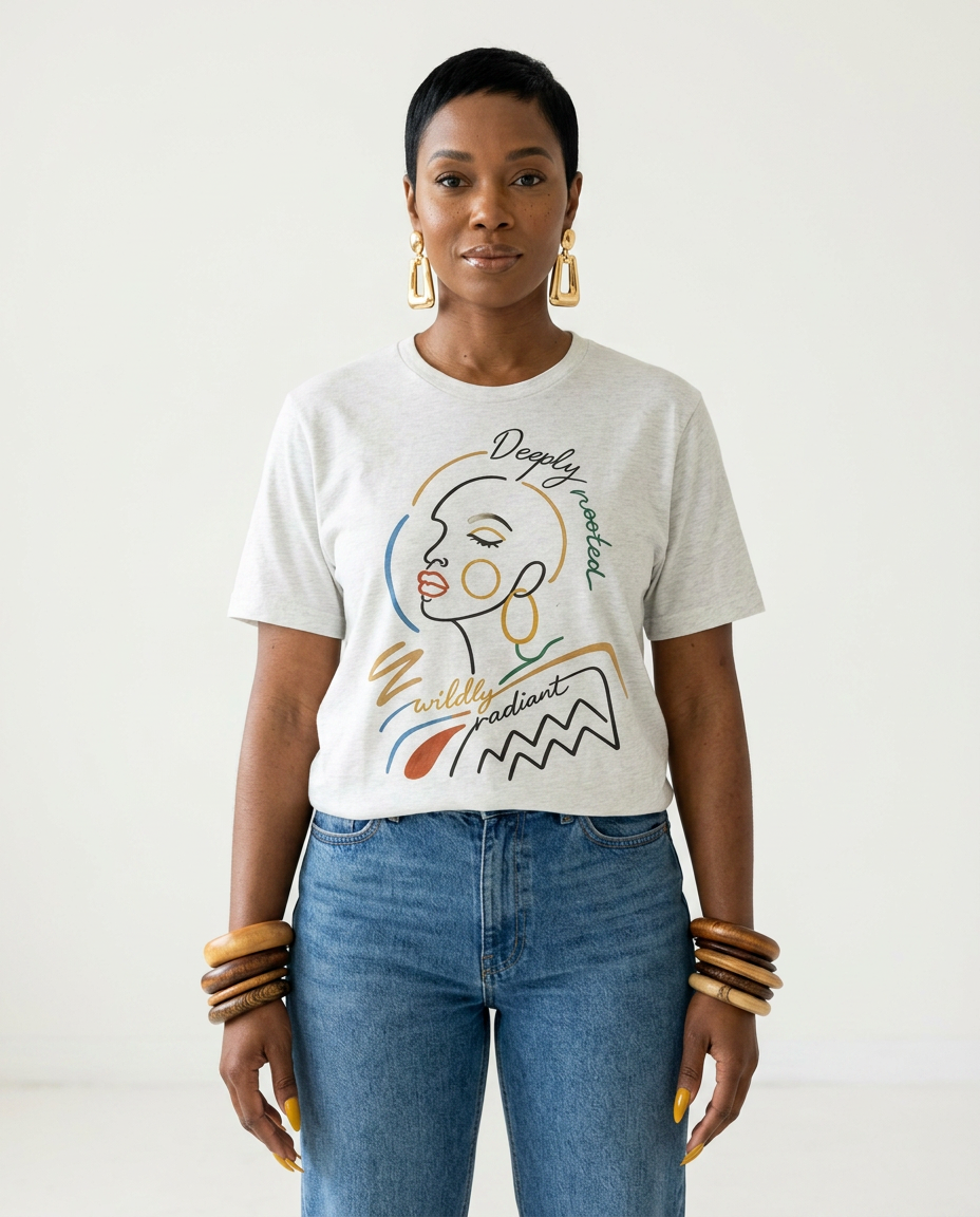 Radiant Graphic Cotton T-shirt Boho Brown