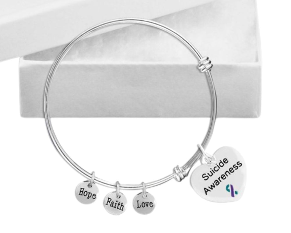 Suicide Awareness Heart Charm Retractable Bracelets The Awareness Company
