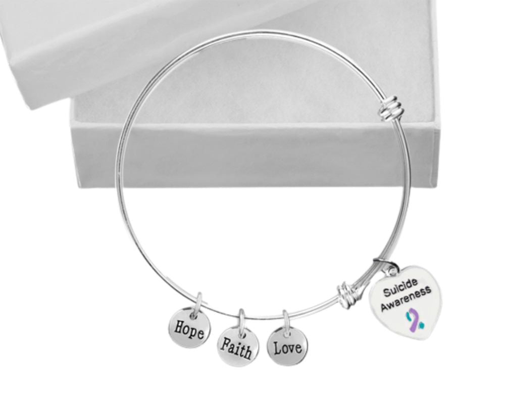 Suicide Awareness Heart Retractable Charm Bracelets The Awareness Company