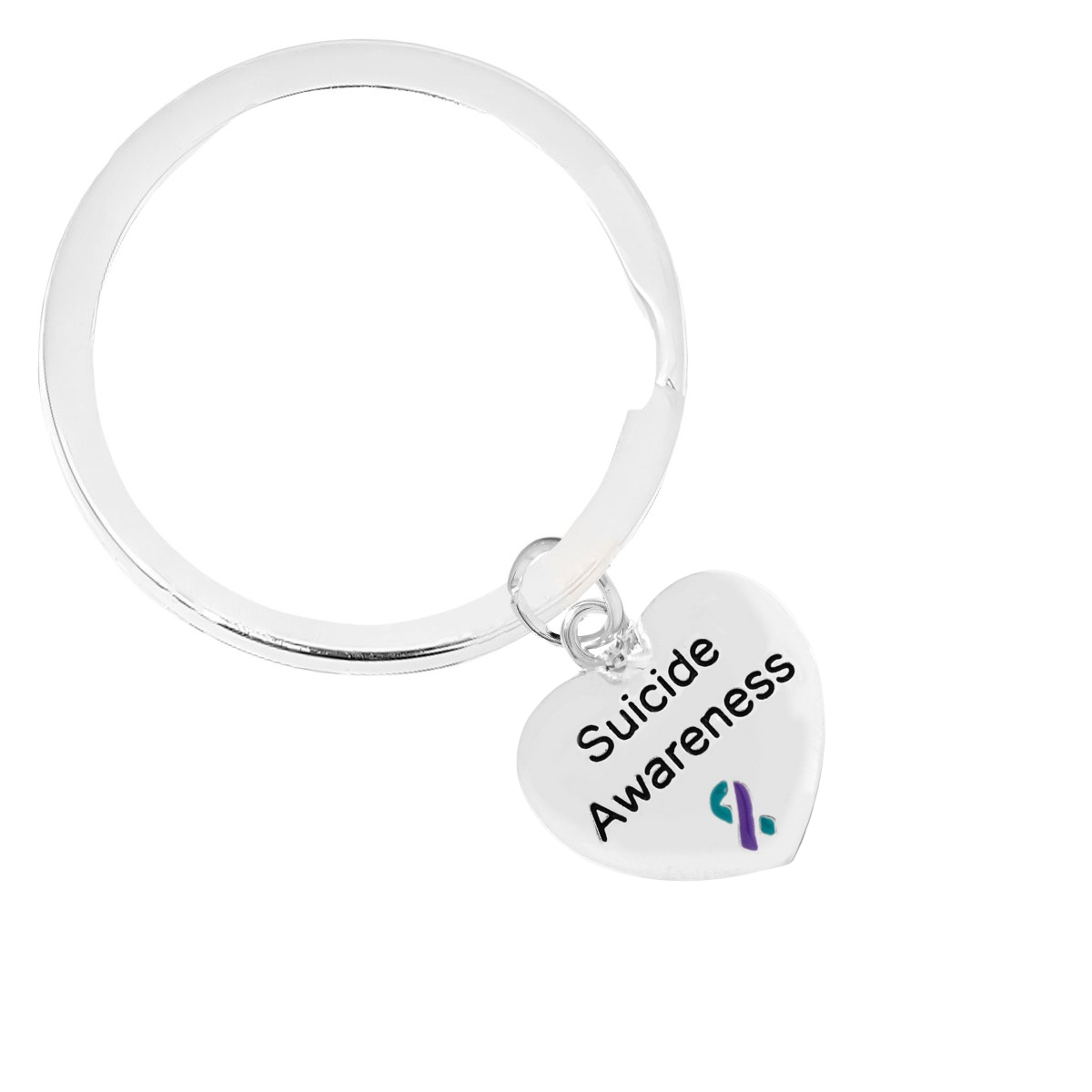 Suicide Large Heart Charm Split Style Key Chains The Awareness Company