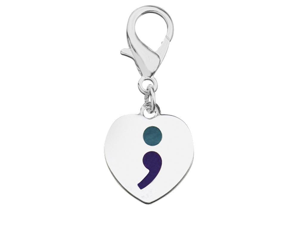 Suicide Prevention Awareness Heart Shaped Semicolon Hanging Charms The Awareness Company