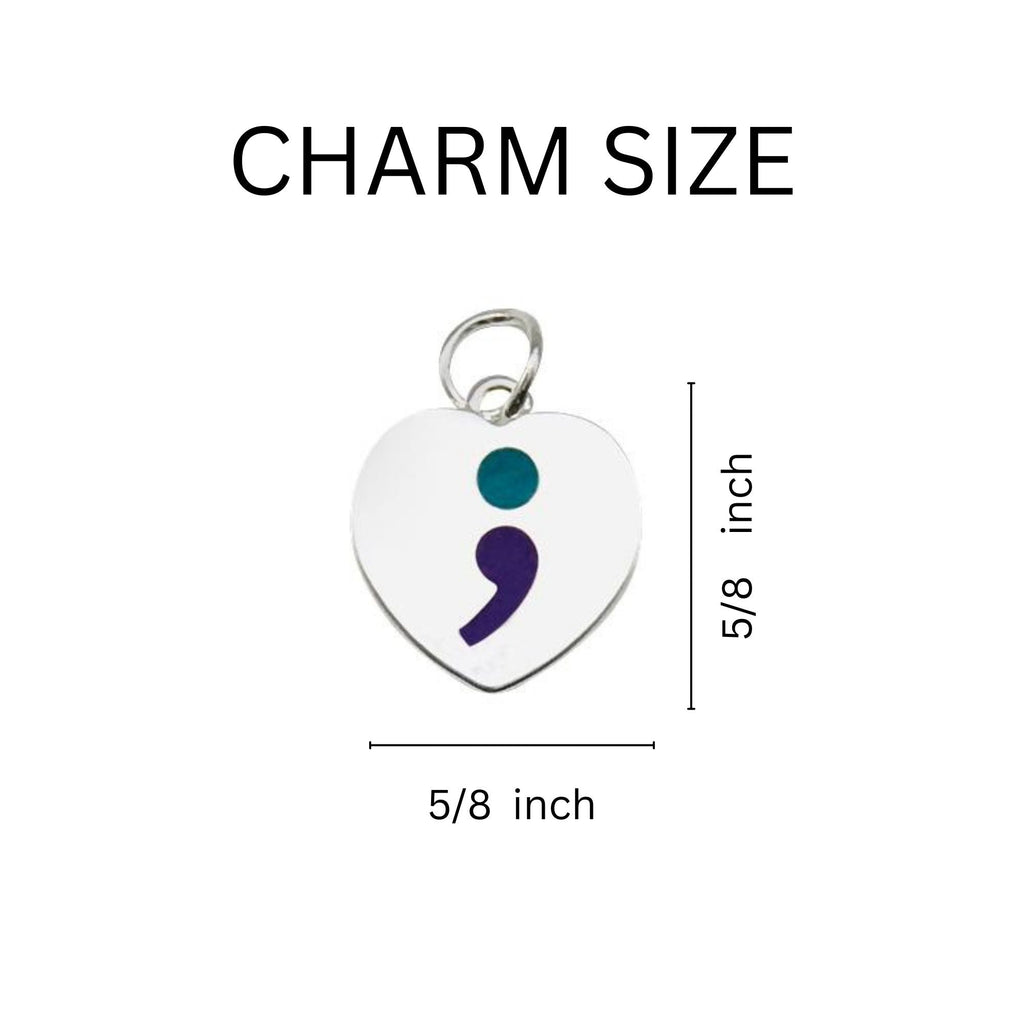 Suicide Prevention Awareness Heart Shaped Semicolon Hanging Earrings The Awareness Company