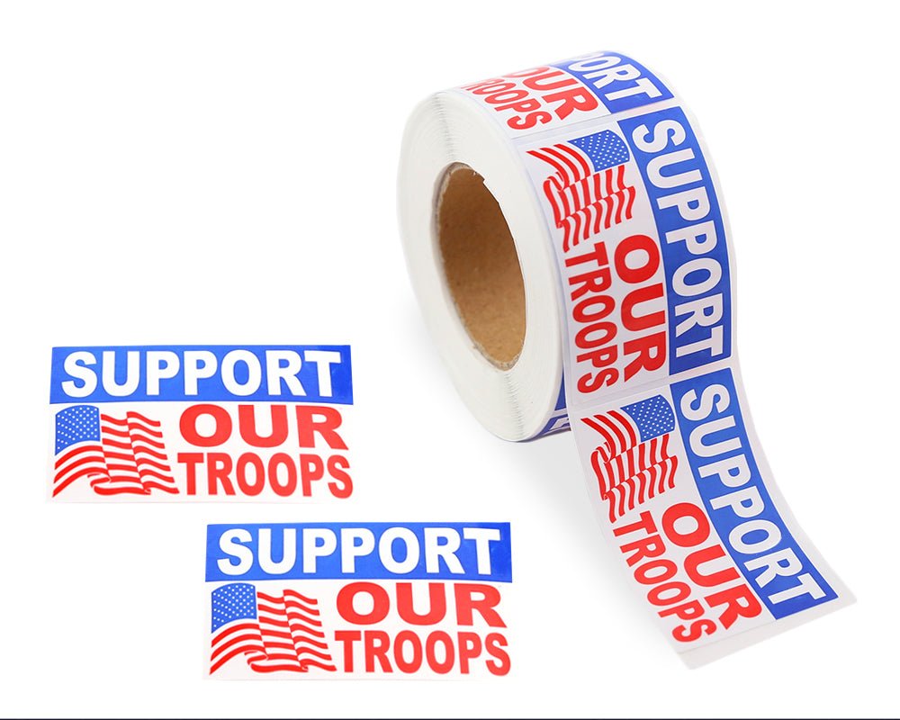 Support Our Troops Flag Stickers (250 per Roll) The Awareness Company
