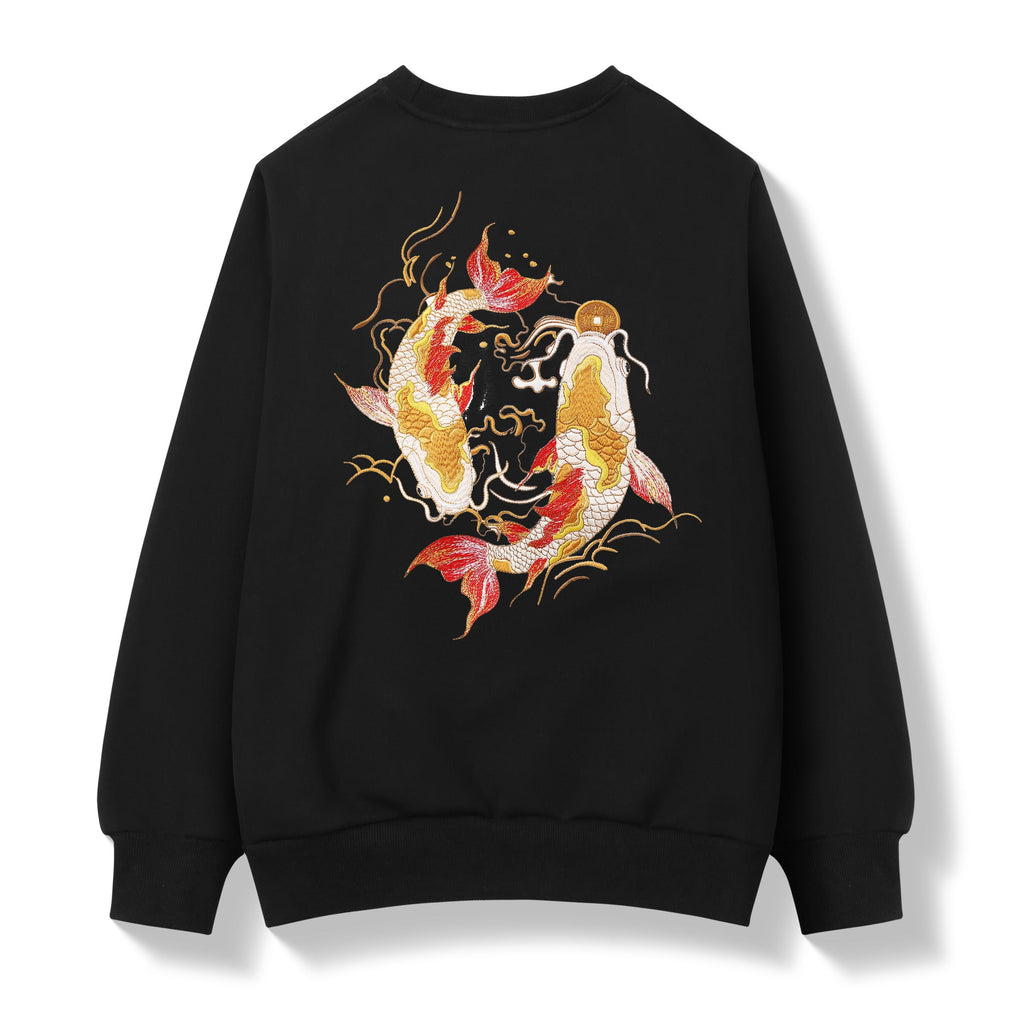 SW9013 Golden Koi Fish Embroidery Sweater Niepce