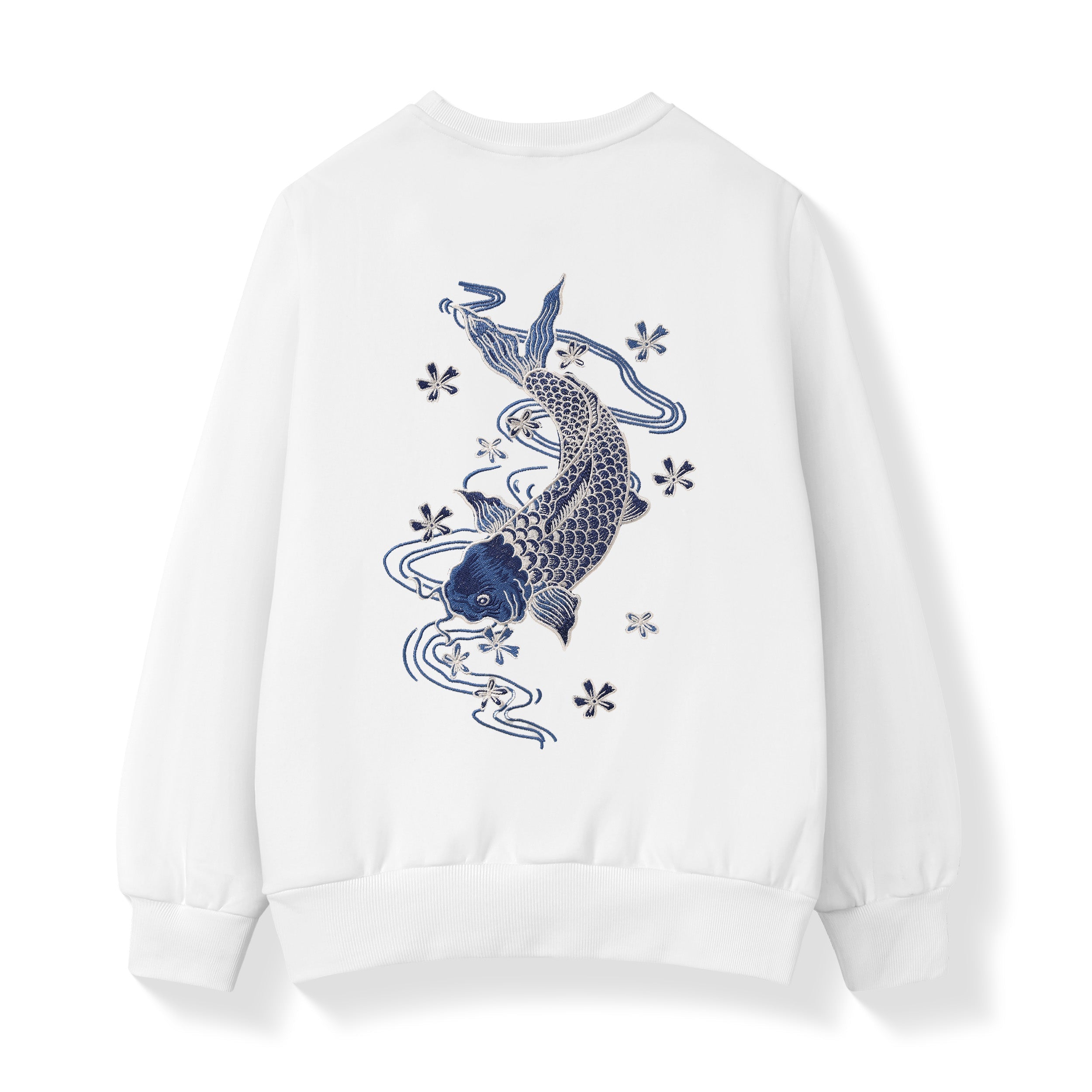 SW9015 Blue Koi Embroidery Sweater Niepce