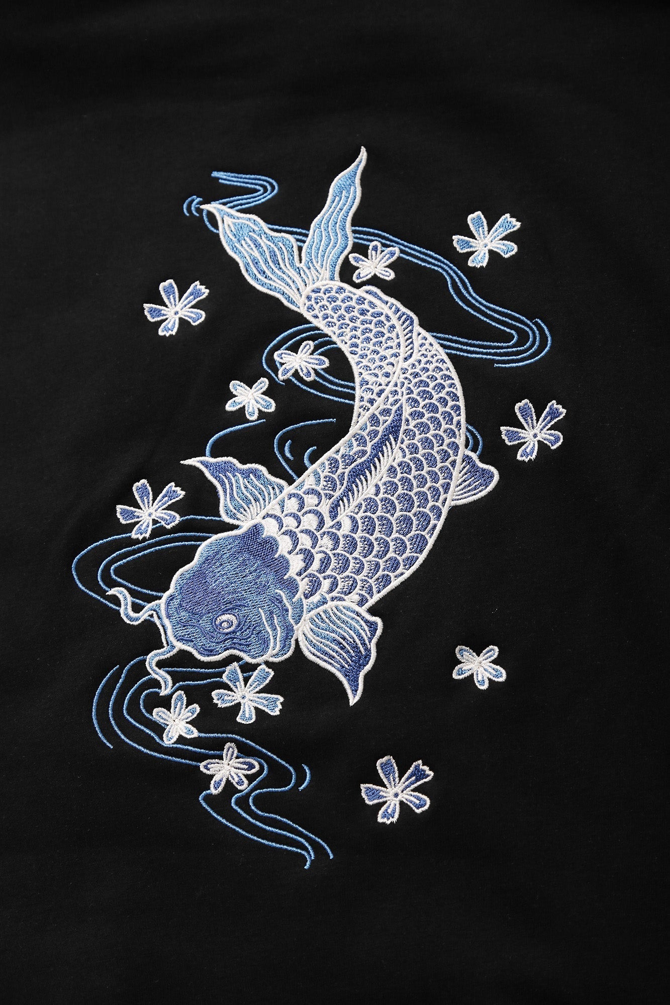 SW9015 Blue Koi Embroidery Sweater Niepce